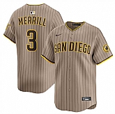 Men's San Diego Padres #3 Jackson Merrill Tan 2024 Alternate Limited Stitched Jersey Dzhi,baseball caps,new era cap wholesale,wholesale hats